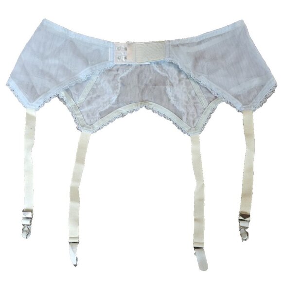 Vtg Vassarette Hollywood Garter Belt Size 28 Baby Blue Nylon Lace Lingerie - Picture 2 of 4